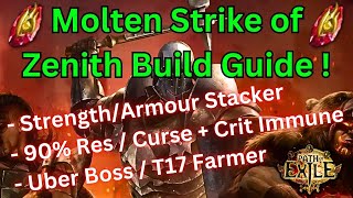 325 The Molten Strike of the Zenith Build Guide on POE  StrengthArmour Stacker  Uber Bosser [upl. by Barthol]