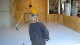 Synthetic Ice Kwik Rink in our Garage [upl. by Adev705]