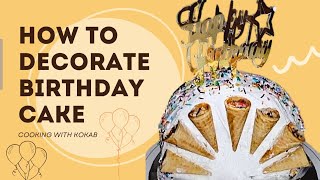 how to decorate birthday special cake at home  amazing cake decoration idea [upl. by Kile]