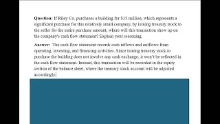 Cash flow statement Building purchased by issuance of treasury stock [upl. by Lammond]