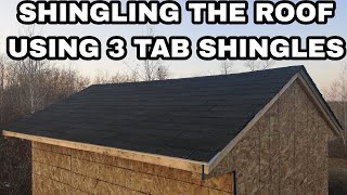 Building a Chicken Coop Pt 5 Shingling the Roof With 3 Tab Asphalt Shingles [upl. by Ybba524]