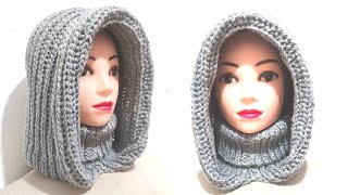 ✅GORRO CAPUCHA con cuello TEJIDO A CROCHET O GANCHILLO [upl. by Ayomat]