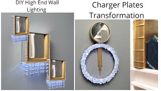 High End Dollar Tree DIY Wall Sconces Using Charger Plates  DIY Wall Decor [upl. by Tibbs]