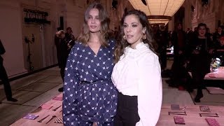 Marie Ange Casta and Alysson Paradis front row for the HampM Fashion Show in Paris [upl. by Ahsatsana]