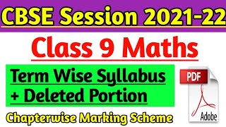 Class 9 Maths Deleted Portion of Maths Term Wise Reduce Syllabus for Session 202122 amp Removed Part [upl. by Annohs815]