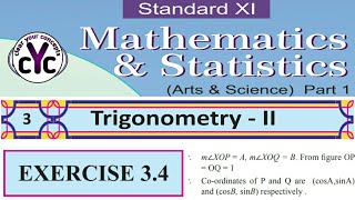 Exercise 34 Trigonometry 2class 11 maths part 1 Maharashtra board [upl. by Danice774]