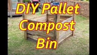 DIY Project from old Pallets  How to make a simple compost bin raised garden bed or planter box [upl. by Ardnola]