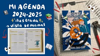 Agenda 202425  Vista semanal  Especial backtoschool ✨  Os enseño la agenda ilustrada que hice 😊 [upl. by Odlauso]