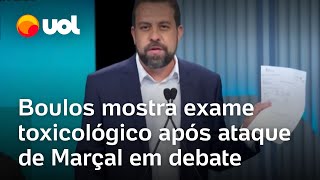 Debate na Globo Boulos mostra exame toxicológico após Marçal associálo ao uso de drogas [upl. by Marston272]