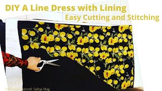 How to Make A Line Dress With Lining  A line kurti lining Cutting and Stitching  SaliqaMag [upl. by Sidonie]