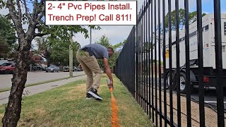 Utility Conduit Trench Prep 4quot Pvc Underground Conduit Install [upl. by Amandy]