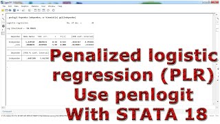 Penalized logistic regression PLR Use penlogit With STATA 18 [upl. by Neersan65]