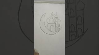 Easy masjid drawing 🌜🕌🕌🕌 art islamicart viralshortvideo masjid drawing shorts trending [upl. by Ashjian]