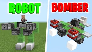 5 Military Redstone Builds in Minecraft PE Bedrock ROBOT BomberTank [upl. by Other]