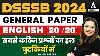 DSSSB Vacancy 2024  DSSSB English Classes 2024 By Nidhi Arora  Questions Practice 1 [upl. by Schlenger]