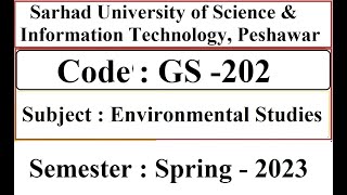 Sarhad University Past Solved Paper in English Environmental Studies Code  GS202  Spring 2023 [upl. by Seluj]