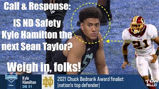 Insane ND Freak Safety Kyle Hamilton the next Sean Taylor  Combine numbers not too dissimilar [upl. by Euqinomahs758]