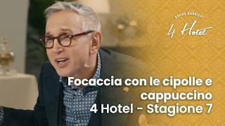 Bruno Barbieri colazione con focaccia con le cipolle e cappuccino  4 Hotel  Stagione 7 [upl. by Toombs]