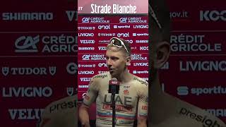 80km SOLO WHY 🤯 Pogacar explains his solo victory attack at StradeBianche cycling globalcycling [upl. by Hortensia]