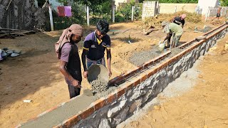 Techniques of Stonewall Belt Reinforcement ConcreteBasement On Compound Construction [upl. by Anissa]