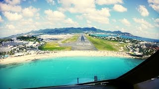 Cockpit Landing at StMaarten SXM Netherlands Antilles Pilots View [upl. by Ettenauq566]