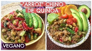 COMIDACENA VEGANA  QUINOA TIPO YAKIMESHI Receta Saludable 🍚 [upl. by Areip]