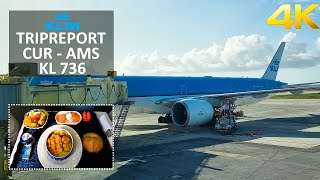 ✈ 4K TRIPREPORT  KLM  Boeing 777300  Curaçao  Amsterdam  World Business Class [upl. by Ruffina]