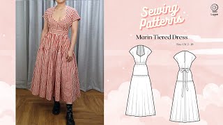 Marin Tiered Dress Sewing Video  Digital PDF Sewing Pattern Size UK 218  Luyion [upl. by Ahserak]