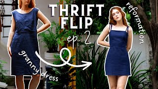 DIY REFORMATION INSPIRED LINEN DRESS  Thrift Flip ep2 [upl. by Vescuso185]