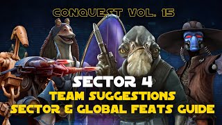 Hard Sector 4 Feats Guide  Conquest Vol 15 SWGOH [upl. by Atikam519]