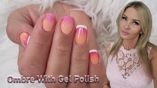 Gel polish ombre over natural nails step by step Ombre nails with french manicure [upl. by Bilak]