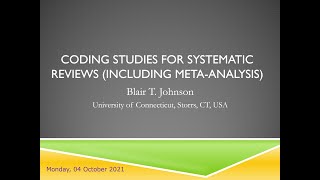 Coding Studies for Systematic Reviews and MetaAnalysis [upl. by Etakyram100]