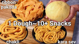 10 Easy Diwali Snacks with 1 Snack dough  Multipurpose Snack dough for multiple deepavali snacks [upl. by Stevie]