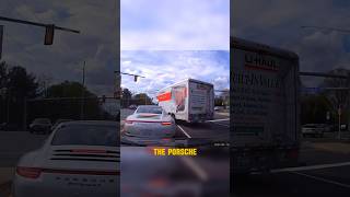 2 Driver Cut in front of the Porsche just to get Instant Karma dashcam karma police [upl. by Notsud]