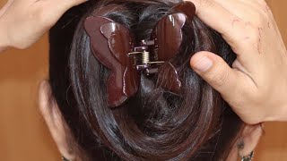 Beautiful New Hairstyle For Everyday For Long Medium Hair  Small Clutcher Easy Juda Hairstyle [upl. by Nymassej]