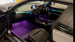 BMW 1 Series F20 Ambient Lighting Install  RGB LED Car Interior Lights  Car Ambient Lights [upl. by Wixted]