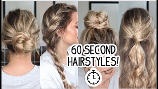 4 60 SECOND HAIRSTYLES Yes I Timed Them Short Medium amp Long Hairstyles [upl. by Rattray]