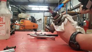 STIHL BR600 pulling main bearings and gear made easy [upl. by Derayne]