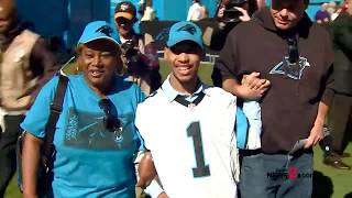 Panthers Welcome Chancellor Lee Adams Son Of Rae Carruth At Sundays Home Game Against the Ravens [upl. by Ahtanamas]