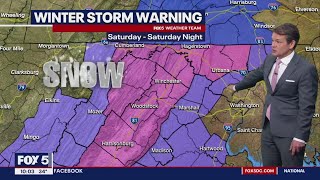 Winter Storm Watches Warnings for Maryland amp Virginia ahead of weekend snow [upl. by Ainosal]