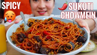 Buff Sukuti Chowmein And Chicken Momo Mukbang Nepali Mukbang [upl. by Inalej]