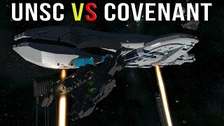 UNSC Frigate VS COVENANT Assault Carrier  SPACE ENGINEERS [upl. by Germaun]