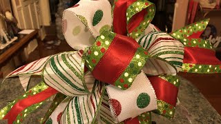 Christmas Funky Bow Tutorial 2018 [upl. by Burck]