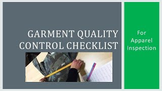 GARMENT QUALITY CONTROL CHECKLIST [upl. by Nabatse380]