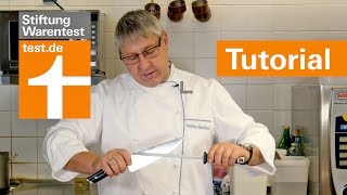 Tutorial Kochmesser richtig schärfen mit Wetzstahl amp Messerpflege [upl. by Mcbride]