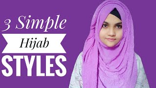 3 simple amp easy hijab style with Crinkle hijab  Hijabi Star 💜 [upl. by Ahsikyw]