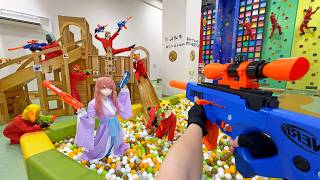 Nerf War  Amusement Park Battle 69 Nerf First Person Shooter [upl. by Ataynek30]