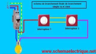 schema branchement cablage va et vient electrique [upl. by Enneles]