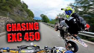 CHASING SUPERMOTO RIDER BEASTMODE   KTM EXC 450 [upl. by Ennovi]