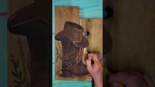 Learn how to paint my cowboy boots in acrylic on wood [upl. by Nylaf885]